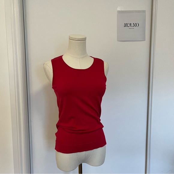 August Silk Designer Top Red Stretchy Size Small Workwear Sleeveless Daily Basic - Picture 7 of 9